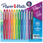 Paper Mate Flair Porous-Point Pens, Medium Point, 0.7 mm, Assorted Ink Colors, Pack Of 12 Pens