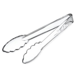 Hoffman Heavy Duty Plastic Tongs, Disposable, 12in, Clear, Pack Of 12 Tongs