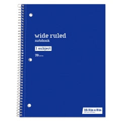 WIDE Landscape Format Writing Pad, Medium/College Rule, 11 x 9.5, White, 40 Sheets