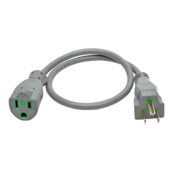 Eaton Tripp Lite Series Hospital-Grade Extension Cord, NEMA 5-15P to NEMA 5-15R - Green Dot, 13A, 125V, 16 AWG, 2 ft. (0.61 m), Gray - Power extension cable - NEMA 5-15R (R) to NEMA 5-15P (P) - AC 125 V - 13 A - 2 ft - molded - gray