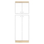 Inval 67inH Kitchen Storage Cabinet With 4 Doors, White/Vienes Oak