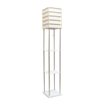 Lalia Home 1-Light Metal Etagere Floor Lamp, 60inH, Brushed Nickel/Birch Wood