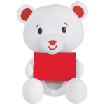 Amscan Plush Bear Balloon Weights With Gift Card Holders, 8in, White, Pack Of 2 Weights