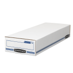 Bankers Box Stor/File Check/Deposit Slip Storage Box With Flip-Top Closure, 24in x 9in x 4in, 60% Recycled, White/Blue