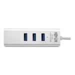 Eaton Tripp Lite Series USB 3.0 SuperSpeed to Gigabit Ethernet NIC Network Adapter w/ 3 Port USB Hub - Network adapter - USB 3.0 - Gigabit Ethernet x 1 + USB 3.0 x 3 - silver