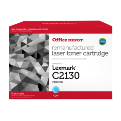 Office Depot Brand Remanufactured Cyan Toner Cartridge Replacement For Lexmark 24B6008, ODXC2130C