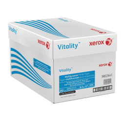 Xerox Vitality 3-Hole Punched Multi-Use Printer & Copy Paper, White, Letter (8.5in x 11in), 5000 Sheets Per Case, 20 Lb, 92 Brightness, FSC Certified, Case Of 10 Reams