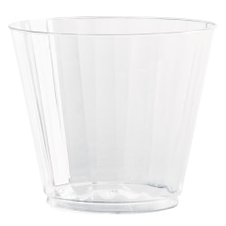 WNA Classic Crystal Plastic Fluted Tumblers, Squat, 9 Oz, Clear, 12 Tumblers Per Pack, Carton Of 20 Packs