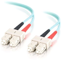 C2G 1m SC-SC 10Gb 50/125 OM3 Duplex Multimode PVC Fiber Optic Cable, Aqua