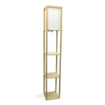 Lalia Home Column Shelf Floor Lamp, 62-3/4inH, Tan/White