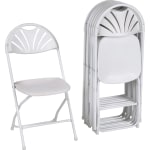 Dorel Zown Premium Fan Back Folding Chair - White Seat - White Polyethylene Back - White Powder Coated Steel Frame - Four-legged Base - 8 / Carton