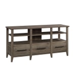 Sauder Summit Station Credenza Entertainment Center For 60in TVs, 29inH x 58-1/2inW x 17-1/2inD, Pebble Pine