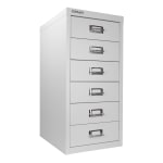 Bisley 15inD Vertical 6-Drawer Under-Desk File Cabinet, Light Gray