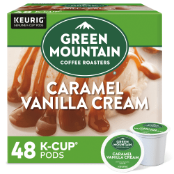 Green Mountain Coffee Caramel Vanilla Cream Coffee K-Cup Pods, Light Roast, Box Of 48 Pods