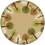 Carpets for Kids KIDSoft Tranquil Trees Decorative Round Rug, 6ft x 6ft, Tan