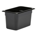 Cambro Camwear GN 1/4 Size 6in Food Pans, 6inH x 6-3/8inW x 10-1/2inD, Black, Set Of 6 Pans