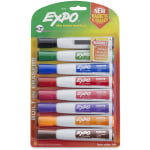 EXPO Magnetic Dry Erase Markers With Eraser, Chisel Tip, Assorted Ink Colors, Pack Of 8