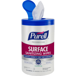 Purell Foodservice Surface Sanitizing Wipes, 110 Wipes, 6 canisters/Carton - 9341-06