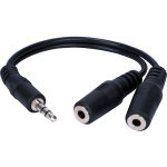 QVS 3.5mm Mini-Stereo Male To Two Female Speaker Splitter Cable, 6in