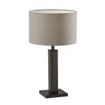 Adesso Kona Table Lamp, 27-3/4inH, Light Gray Shade/Black Base