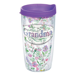 Tervis Grandma Flower Tumbler With Lid, 16 Oz, Clear