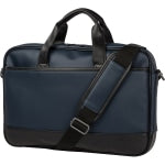 Bugatti Gin & Twill Textured Vegan Leather Briefcase, 10-1/2inH x 16inW x 2-3/4inD, Navy