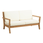 Linon Clemmett Outdoor 2-Seater Sofa, 32-4/5inH x 63-4/5inW x 35-1/3inD, Teak/Antique White