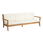 Linon Clemmett Outdoor 3-Seater Sofa, 32-4/5inH x 92-1/2inW x 35-1/3inD, Teak/Antique White