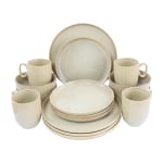 Gibson Elite Blaise 16-Piece Stoneware Dinnerware Set, Beige