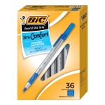 BIC Round Stic Grip Ballpoint Pens, Medium Point, 1.2 mm, Blue Ink, Pack Of 36 Pens