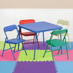 Flash Furniture Kids Colorful Folding Square Table With 4 Folding Chairs, 24inW x 24inD, Blue/Assorted Colors