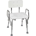 DMI Heavy-Duty Bath And Shower Chair With Arm, Removable Backrest, 28inH x 19inW x 13inD, White