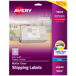 Avery Easy Peel Clear Inkjet Shipping Labels, 18664, 3 1/3in x 4in, Pack Of 60