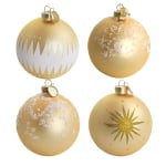 Martha Stewart Holiday Ball Ornament 4-Piece Set, 5inH x 4inW x 4inD, Gold