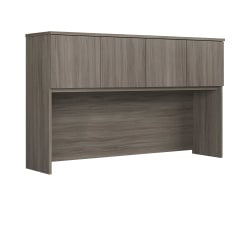 Bush Furniture 60inW Hutch For L-Shaped Desk, Storm Gray, Standard Delivery