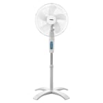 Optimus F-1760 Wave Oscillating Adjustable Stand Fan With Remote Control, 22in x 16in, White