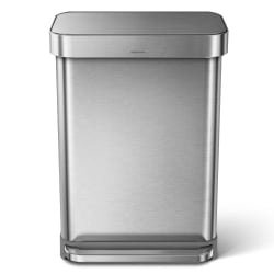 simplehuman Rectangular Step Can With Liner Pocket, 14.5 Gallons, Brushed Stainless Steel