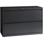 Lorell 42inW x 18-5/8inD Lateral 2-Drawer File Cabinet, Charcoal