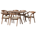 Baxton Studio Harland 7-Piece Dining Set, Gray/Walnut