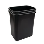 Highmark Rectangular Plastic Wastebasket, 6.5 Gallons, 15inH x 10inW x 14-1/4inD, Black, Pack Of 3