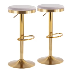 LumiSource Daniella Counter Stools, 33in Fixed Height, Velvet, Silver/Gold, Set Of 2 Stools