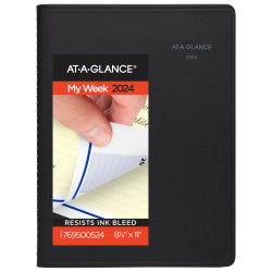 2024 AT-A-GLANCE QuickNotes Weekly/Monthly Appointment Book Planner, 8-1/4in x 11in, Black, January To December 2024, 7695005