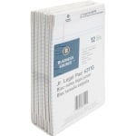 Business Source Writing Pads - 50 Sheets - 0.28in Ruled - 16 lb Basis Weight - Jr.Legal - 8in x 5in - White Paper - Micro Perforated, Easy Tear, Sturdy Back - 1 Dozen