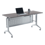 WorkPro AnyPlace Flip-Top Nesting Training Table With Modesty Panel, 29-1/2inH x 60inW x 24inD, Gray/Silver