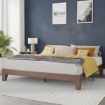 Flash Furniture Evelyn Wood Platform Bed With Wooden Support Slats, King, 79-1/2inL x 75-1/2inW x 79-1/2inD, Walnut