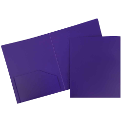 JAM Paper Heavy Duty 2-Pocket Presentation Folder, 8 1/2in x 11 3/4in, Purple