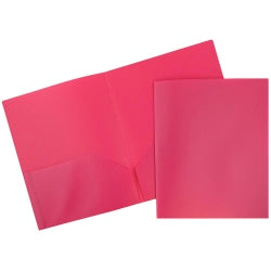 JAM Paper Plastic 2-Pocket POP Folders, 9 1/2in x 11 1/2in, Pink, Pack Of 6