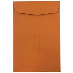 JAM Paper Open-End 6in x 9in Catalog Envelopes, Gummed Closure Dark Orange, Pack Of 10