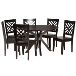 Baxton Studio Ela 7-Piece Dining Set, Dark Brown