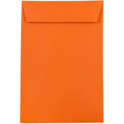 JAM Paper Open-End 6in x 9in Catalog Envelopes, Gummed Seal, 30% Recycled, Orange, Pack Of 10